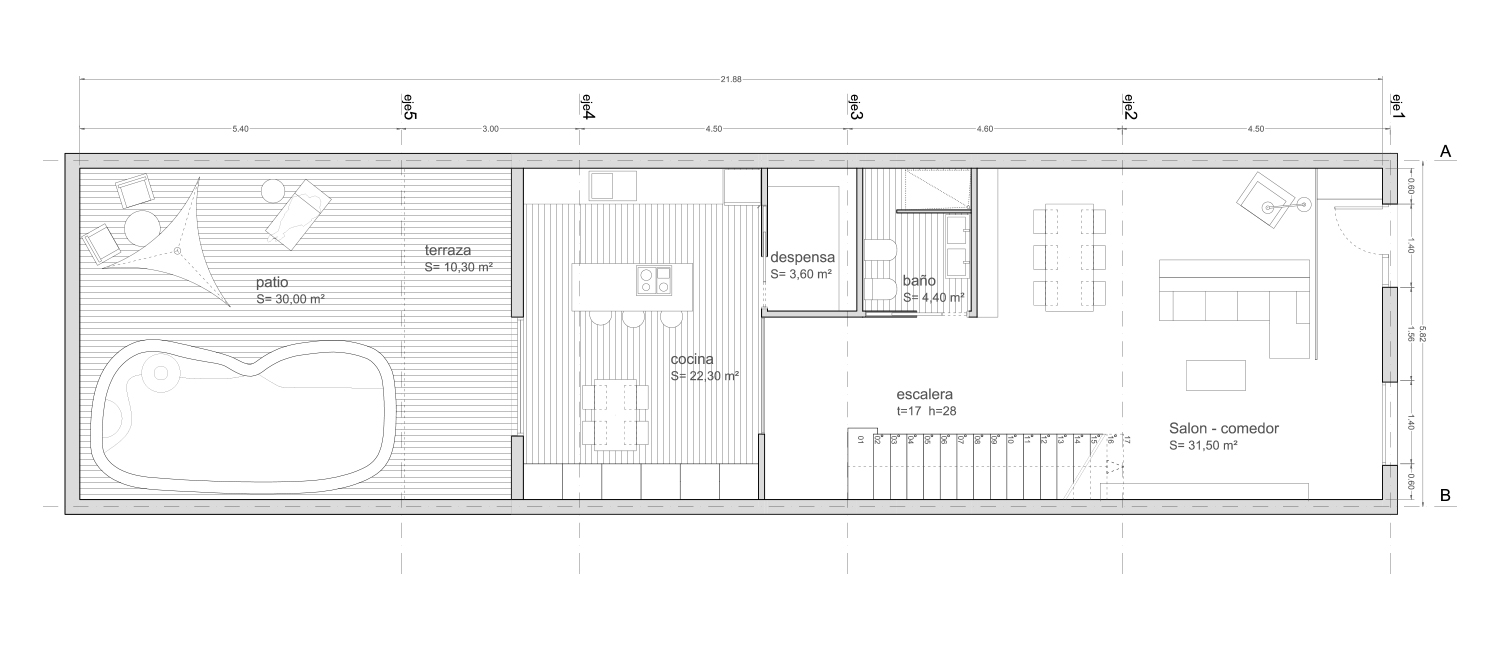 Proyecto de vivienda unifamiliar en San Vicente. Plano planta primera